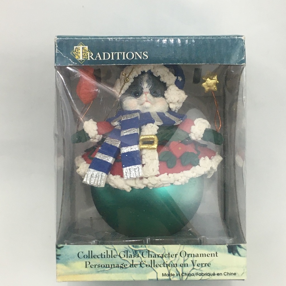 Traditions collectible glass cat ornament